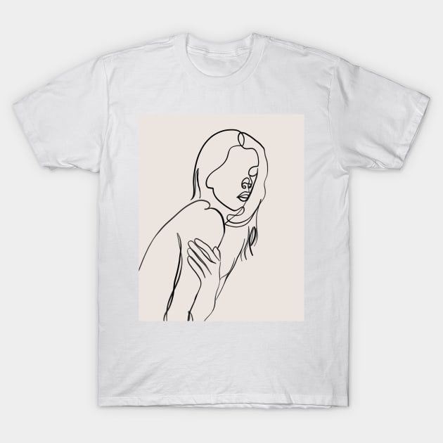 Nude women body one line art T-Shirt by Doodle Intent